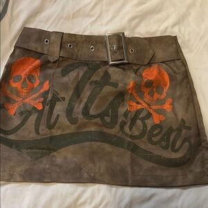 SHEIN Brown and Orange Skull Print Skirt